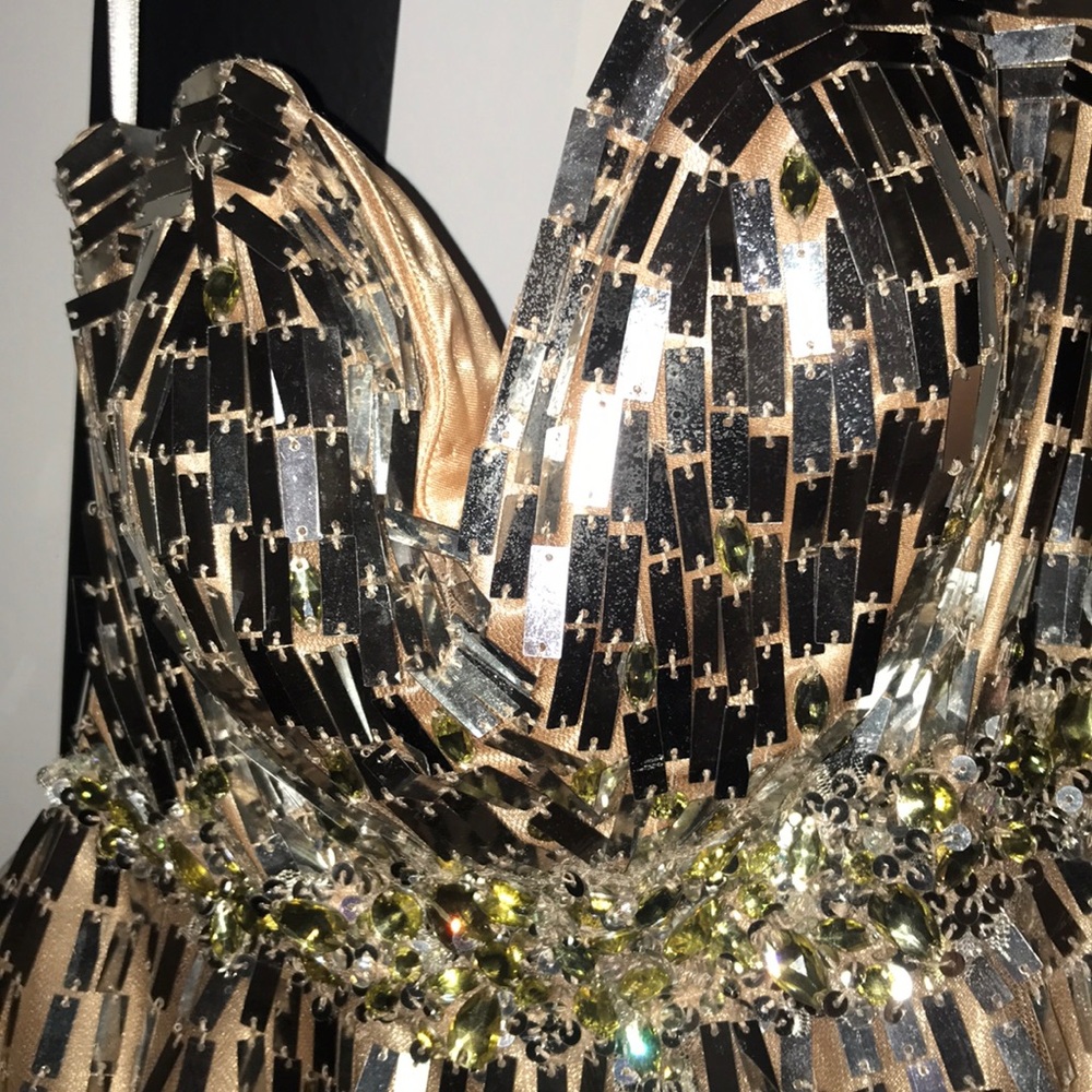MacDuggal mirrored dress. Sequin and jeweled.